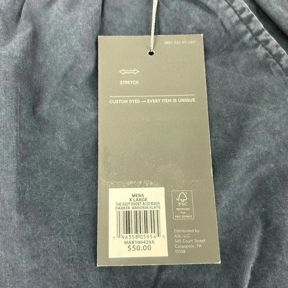 VRST THE EASY SHORTS MENS XL SLATE ACID WASH STRETCH COTTON BLEND ATHLETIC NWT - Picture 2 of 11
